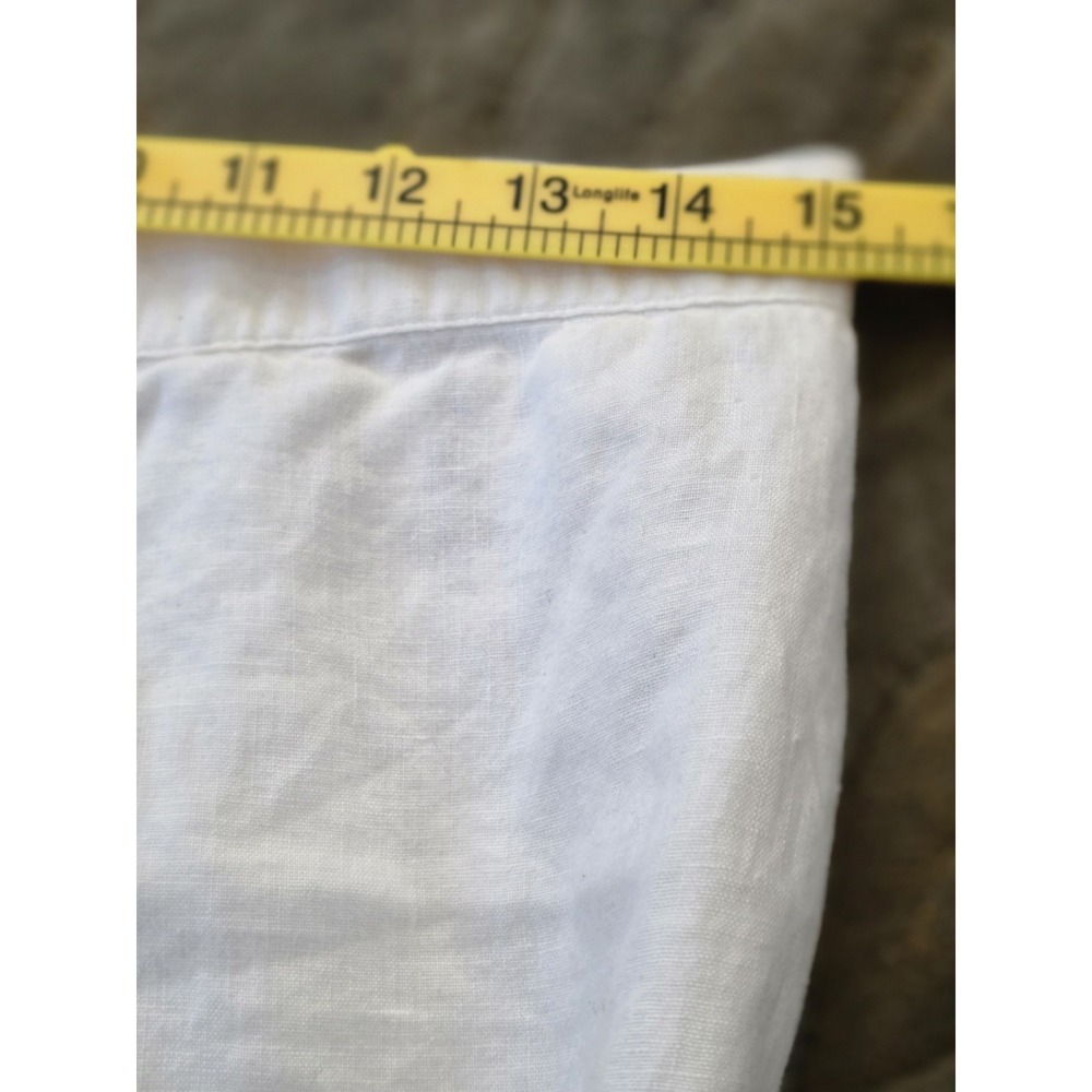 Women 100% Linen White Sz 12 Cropped Lined Classic Wide Leg